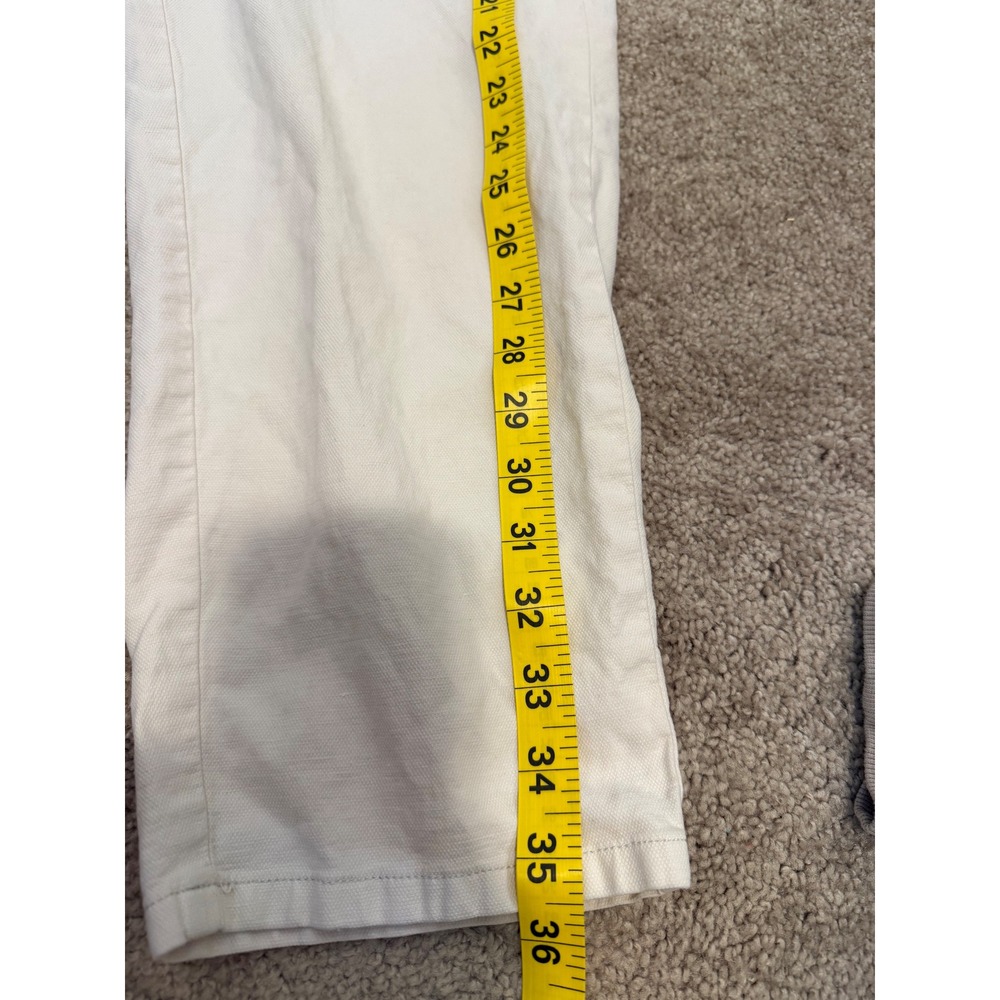 Eileen Fisher Pant Women 10 Cream Excellent Cotton Hemp Straight Leg Minimalist - Picture 6 of 9
